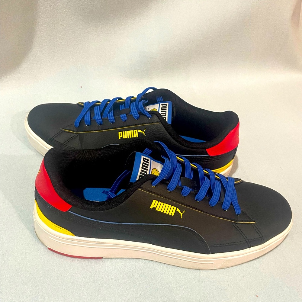 Puma Black Sneakers with Blue and Red Accents